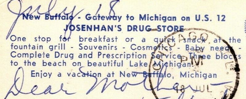 Josenhans Drug Store - Vintage Postcard (newer photo)